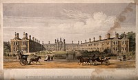 The Metropolitan Benefit Societies' Asylum, Dalston, London. Coloured lithograph by Francis and Jackson.