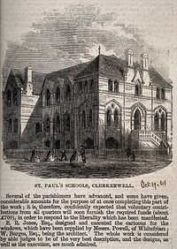 St Paul's Schools, Clerkenwell, London. Wood engraving, 1861.