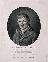 François Chaussier. Line engraving by L.P. Baltard after J.F.L. Mérimé.