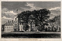 The Royal Agricultural College, Cirencester. Wood engraving by Dalziel.