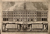 General Hospital, Citta di Castello, Italy. Etching by P. Bombelli, 1785, after F.M. Ciaraffoni.
