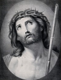 Christ as the Man of Sorrows. Lithograph by Geoffroy.