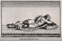 Hermaphroditus. Etching by Pierre Duflos.