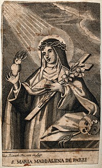 Saint Mary Magdalen dei Pazzi. Etching by A. Bianchi, 1853.