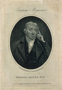 Edward Jenner. Stipple engraving by W. Ridley, 1804, after J. Northcote, 1803.