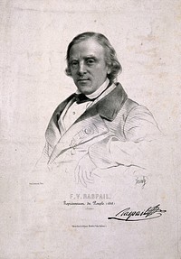 François Vincent Raspail. Lithograph by Jourdy, 1848.