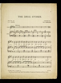 The drug stores : humorous patter song / written by G.G. Davis ; composed by W.R. Edwards ; sung by Will Edwards.