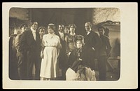 Actors performing at a prisoner of war camp in Osnabrück. Photographic postcard. 1916.