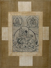 Dzambhala or Dodnevangpo, the God of wealth. Chromolithograph.