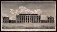 Edinburgh Lunatic Asylum: elevation. Line engraving by R. Scott after R. Reid.