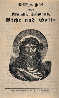 Christ as Man of Sorrows. Wood engraving.