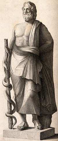 Aesculapius. Etching.