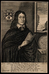 Richard Sanders [Saunders]. Line engraving by T. Cross, 1653, after himself.