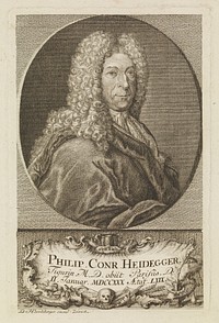 Philipp Conrad Heidegger. Etching by D. Herrliberger, ca. 1730.