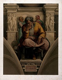 Jeremiah. Chromolithograph by Storch and Kramer after C. Mariannecci after Michelangelo.