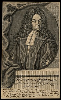 Friedrich Hoffmann II. Line engraving by J. G. Mentzel, 1716.