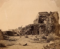 India: a ruined observatory and battery with distant view of Hindoo Rao's house. Photograph by F. Beato.