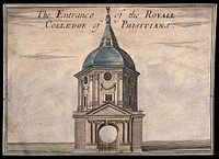 Royal College of Physicians, Warwick Lane, London. Coloured engraving, 1709.