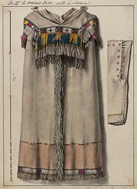 Native North American costume: a woman's dress. Watercolour attributed to Thomas Bateman.
