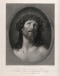 Christ as the Man of Sorrows. Engraving by W. Sharp, 1798, after G. Reni.