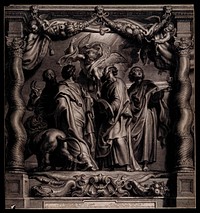 Saint Matthew, Saint Mark, Saint Luke and Saint John. Engraving by S.A. Bolswert after Sir P.P. Rubens.