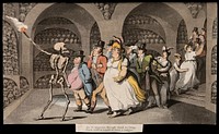 The dance of death: the vision of skulls. Coloured aquatint after T. Rowlandson, 1816.