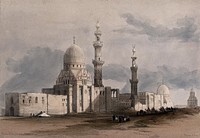 Mosque of Ayed Bey, with other tombs of the caliphs, Cairo, Egypt. Coloured lithograph by Louis Haghe after David Roberts, 1849.
