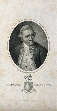 James Cook. Stipple engraving by J. Chapman, 1800, after Sir N. Dance-Holland, 1776.