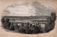 Greenwich, with London in the distance. Engraving by E. Finden after W. Westall.