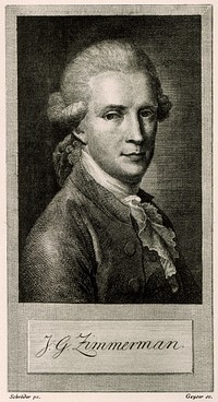 Johann Georg Zimmermann. Reproduction of line engraving by Geyser after J.H. Schröder.