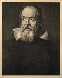 Galileo Galilei. Process print after E. Bonacini, 1897, after J. Sustermans.