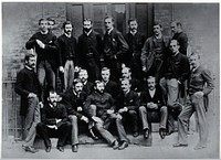 University College Hospital, London: resident medical officers; the group includes Sir Victor Horsley. Photograph, ca. 1960, of an original photograph, ca. 1880.