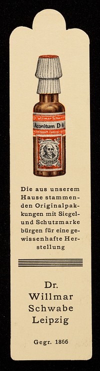Die aus unserem Hause stammenden Originalpakungen mit Siegel und Schutzmarkebürgen für eine gewissenhafte Herstellung : Dr. Willmar Schwabe Leipzig.