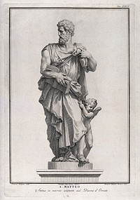 Saint Matthew. Engraving by G. Ottaviani after G. Cades after G. Bologna.