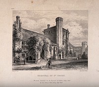 Hospital of St. Cross, Winchester, Hampshire. Etching by J. Le Keux after O. Carter.