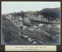 The Pedro Miguel Locks, Panama Canal construction works: looking south from east. Photograph, 1910.