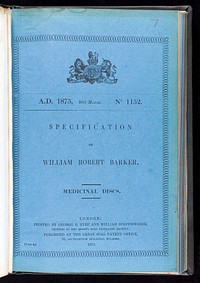 Specification of William Robert Barker : medicinal discs.