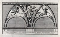 The story of Cupid and Psyche: Cupid showing Psyche to the three Graces. Engraving by N. Dorigny, after Raphael.