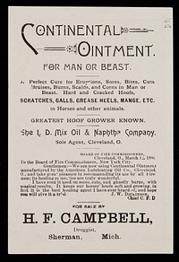 Use Continental Ointment : Continental Ointment for man and beast.