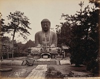 Kamakura, Japan: large statue of "Daibootz" or the "Great Buddha", in wooded country. Photograph by W.P. Floyd, ca. 1873.
