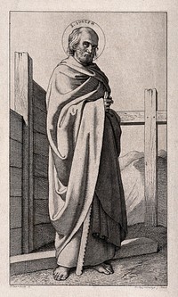 Saint Joseph. Line engraving by F. Ruscheweyh after J.F. Overbeck.