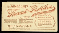 The "Allenburys" throat-pastilles : efficient and palatable : November 1908.