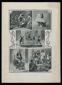 Methods of torture through the ages: including a rack, the man in the iron mask and Roman and Tudor punishments. Halftone.