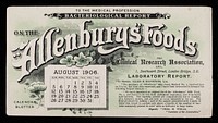 Bacteriological report on the "Allenburys" Foods : August 1906.