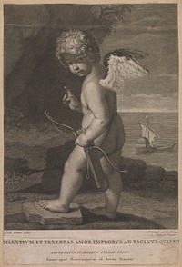 Cupid. Etching by P. Vitali after G. Reni.
