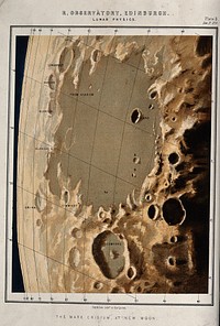 Astronomy: the surface of the moon. Lithograph.