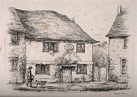 St. Bartholomew's Hospital, Sandwich, Kent: old house where Sister Elizabeth Woodruff lived. Etching by H. Rolfe.