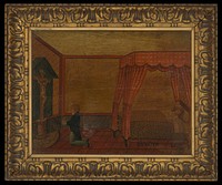 A man praying to Christ for the health of a person in bed. Oil painting, bears date 1818.