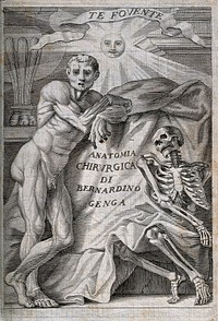 Bernardino Genga: frontispiece to his work Anatomia Chirurgica. Engraving.