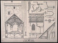 Hospital of St. Cross, Winchester, Hampshire: architectural details. Transfer lithograph by J.R. Jobbins, 1857, after F.T. Dollman.